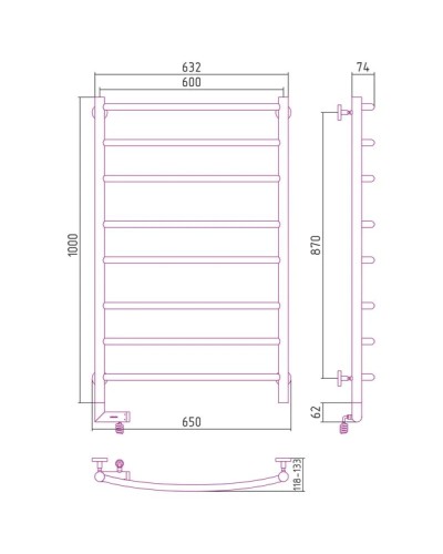 Полотенцесушитель электрический 1000х600 МЭМ правый Сунержа Галант 2.0 00-5201-1060