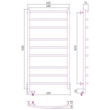 Полотенцесушитель электрический 1200х600 МЭМ правый Сунержа Галант 2.0 00-5201-1260