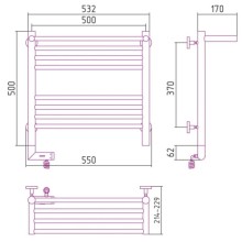 Полотенцесушитель электрический 500х500 МЭМ левый Сунержа Богема с полкой 2.0 00-5206-5050