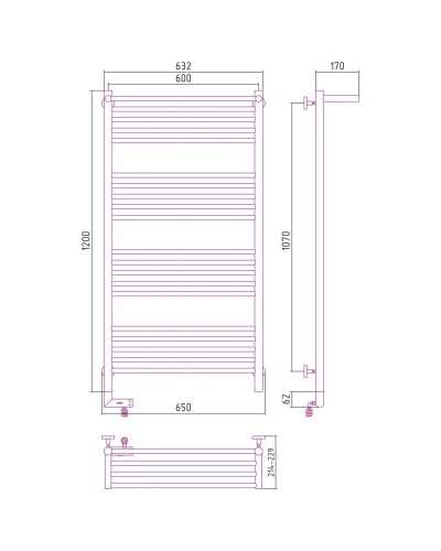 Полотенцесушитель электрический 1200х600 МЭМ правый Сунержа Богема с полкой 2.0 00-5207-1260