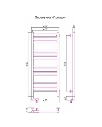 Полотенцесушитель электрический 1000х400 МЭМ левый, перемычка прямая Сунержа Богема 2.0 00-5204-1040