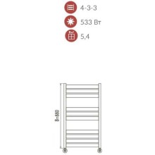 Полотенцесушитель водяной 880x530 мм подключение нижнее Terminus Латтэ П10