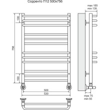 Водяной полотенцесушитель Terminus Соренто П12 500x756 4620768882326 Хром
