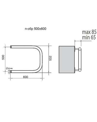 Водяной полотенцесушитель Terminus П-образный БШ 500x600 4620768881602 Хром