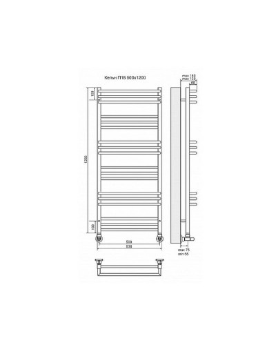 Водяной полотенцесушитель Terminus Кельн П18 500х1200 4630080268371 Хром