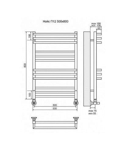 Водяной полотенцесушитель Terminus Нойс П12 500x800 4630080268401 Хром