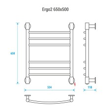 Электрический полотенцесушитель Energy Ergo 2 650x500 EETR0ERGO2655000000 Хром