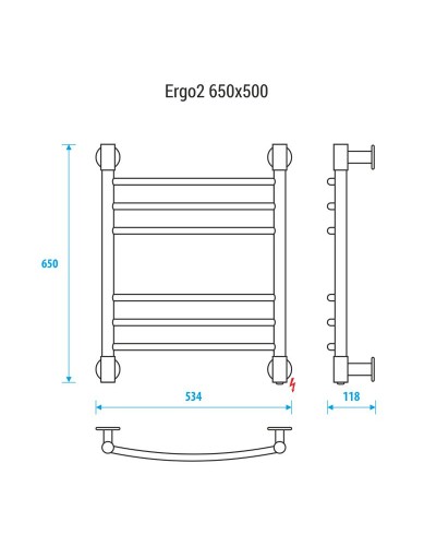 Электрический полотенцесушитель Energy Ergo 2 650x500 EETR0ERGO2655000000 Хром