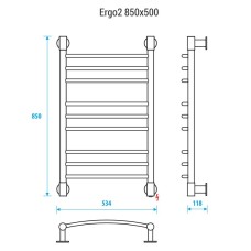 Электрический полотенцесушитель Energy Ergo 2 850x500 EETR0ERGO2855000000 Хром
