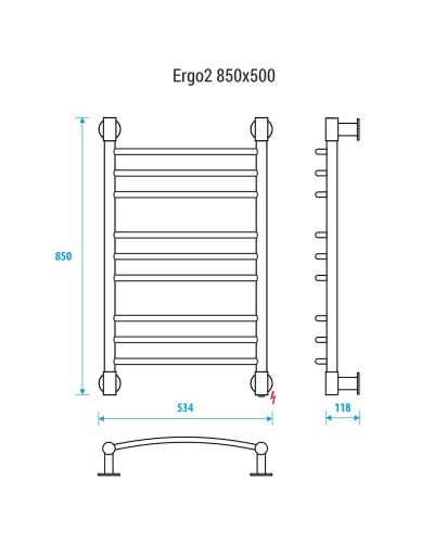 Электрический полотенцесушитель Energy Ergo 2 850x500 EETR0ERGO2855000000 Хром
