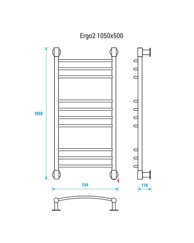 Электрический полотенцесушитель Energy Ergo 2 1050х500 EETR0ERGO2105500000 Хром