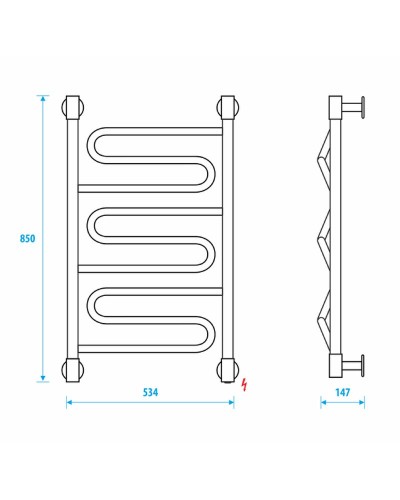 Электрический полотенцесушитель Energy Bravo 2 850x500 EETRBRAVO2855000000 Хром