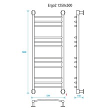 Электрический полотенцесушитель Energy Ergo 2 1250x500 EETR0ERGO2125500000 Хром