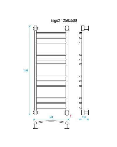 Электрический полотенцесушитель Energy Ergo 2 1250x500 EETR0ERGO2125500000 Хром