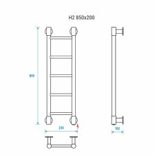 Электрический полотенцесушитель Energy H2 850x200 EETR0000H2852000000 Хром