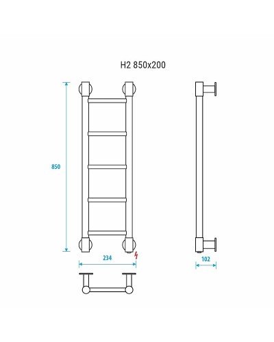 Электрический полотенцесушитель Energy H2 850x200 EETR0000H2852000000 Хром