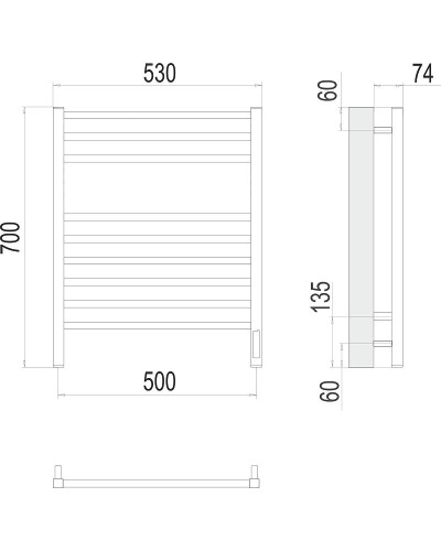 Электрический полотенцесушитель Terminus Ватикан П9 500x700 4670078526229 Хром