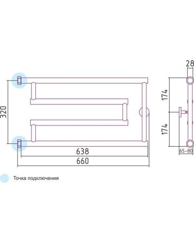 Полотенцесушитель водяной 320x650 темный титан муар Сунержа High-Tech+ model "G" 15-4051-3265