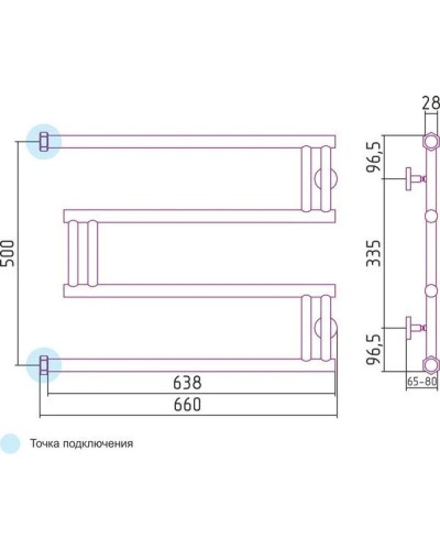 Полотенцесушитель водяной 500x650 золотой Сунержа High-Tech+ model "M" 03-4050-5065