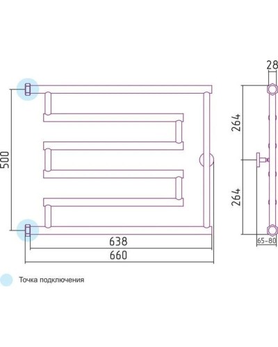 Полотенцесушитель водяной 500x650 золотой Сунержа High-Tech+ model "L" 03-4052-5065
