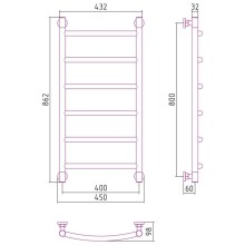 Полотенцесушитель водяной 800х400 шампань Сунержа Галант+ 020-0200-8040