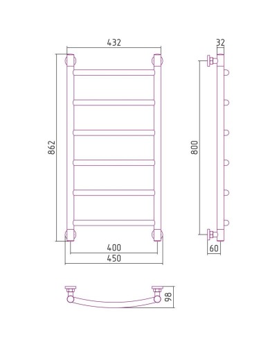 Полотенцесушитель водяной 800х400 золотой матовый Сунержа Галант+ 032-0200-8040