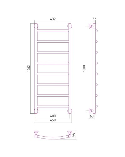 Полотенцесушитель водяной 1000х400 шампань Сунержа Галант+ 020-0200-1040