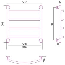 Полотенцесушитель водяной 500х500 состаренная бронза Сунержа Галант+ 05-0200-5050