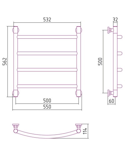 Полотенцесушитель водяной 500х500 состаренная бронза Сунержа Галант+ 05-0200-5050