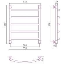 Полотенцесушитель водяной 600х500 золотой Сунержа Галант+ 03-0200-6050