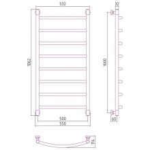 Полотенцесушитель водяной 1000х500 состаренная латунь Сунержа Галант+ 051-0200-1050