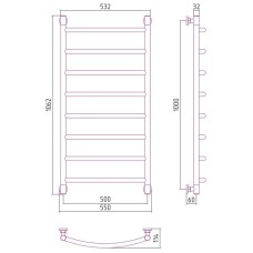 Полотенцесушитель водяной 1000х500 белый глянец Сунержа Галант+ 12-0200-1050