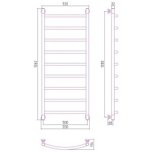 Полотенцесушитель водяной 1200х500 золотой Сунержа Галант+ 03-0200-1250