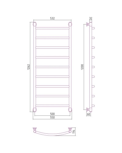 Полотенцесушитель водяной 1200х500 золотой Сунержа Галант+ 03-0200-1250