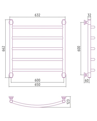 Полотенцесушитель водяной 600х600 белый глянец Сунержа Галант+ 12-0200-6060
