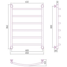 Полотенцесушитель водяной 800х600 шампань матовая Сунержа Галант+ 022-0200-8060