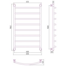 Полотенцесушитель водяной 1000х600 античное белое золото Сунержа Галант+ 10-0200-1060