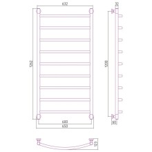 Полотенцесушитель водяной 1200х600 золотой Сунержа Галант+ 03-0200-1260