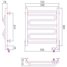 Полотенцесушитель электрический 600х500 МЭМ правый Сунержа Элегия 2.0 00-5219-6050