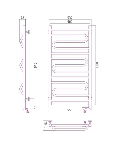 Полотенцесушитель электрический 1000х500 МЭМ правый Сунержа Элегия 2.0 00-5219-1050