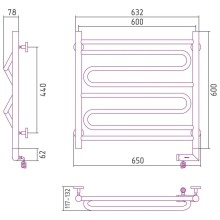 Полотенцесушитель электрический 600х600 МЭМ правый Сунержа Элегия 2.0 00-5219-6060