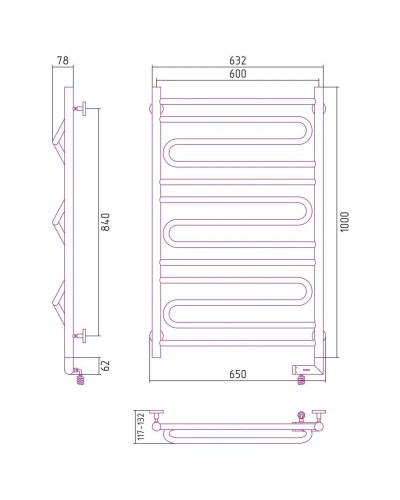 Полотенцесушитель электрический 1000х600 МЭМ правый Сунержа Элегия 2.0 00-5219-1060