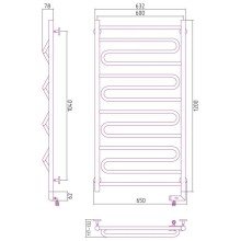 Полотенцесушитель электрический 1200х600 МЭМ правый Сунержа Элегия 2.0 00-5219-1260