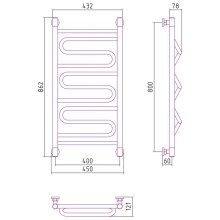 Полотенцесушитель водяной 800х400 Сунержа Элегия+ 00-0205-8040