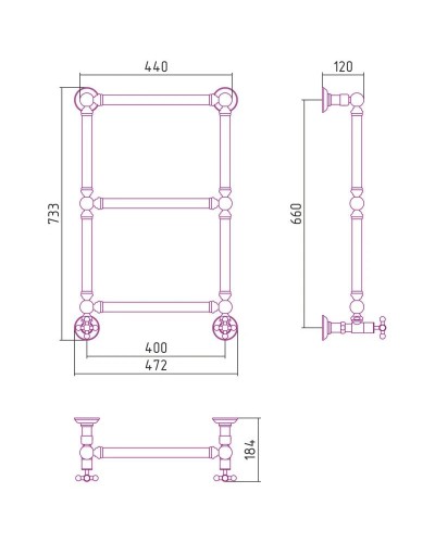 Полотенцесушитель водяной 660х400 Сунержа Ренессанс 1304 00-0280-6640