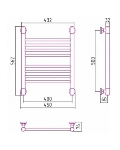 Полотенцесушитель водяной 500х400 темный титан муар Сунержа Богема+ 15-0220-5040