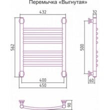 Полотенцесушитель водяной 500х400 перемычка выгнутая античное белое золото Сунержа Богема+ 10-0221-5040