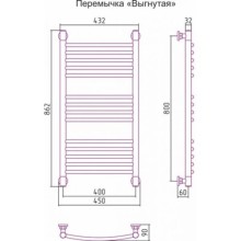 Полотенцесушитель водяной 800х400 перемычка выгнутая белый глянец Сунержа Богема+ 12-0221-8040