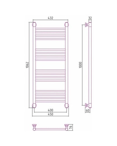Полотенцесушитель водяной 1000х400 состаренная бронза Сунержа Богема+ 05-0220-1040
