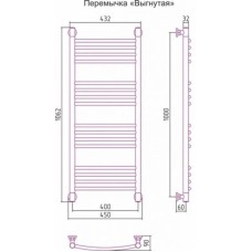 Полотенцесушитель водяной 1000х400 перемычка выгнутая античное белое золото Сунержа Богема+ 10-0221-1040